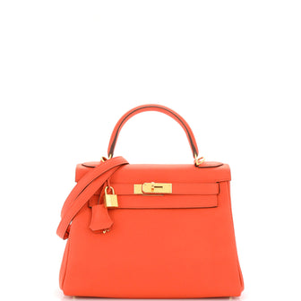 Hermes Kelly Handbag Orange Togo with Gold Hardware 28