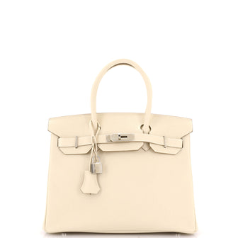 Hermes Birkin Handbag Light Epsom with Palladium Hardware 30