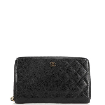 Chanel Zip Around Wallet Quilted Caviar Long