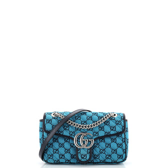 Gucci GG Marmont Flap Bag Diagonal Quilted GG Canvas Small