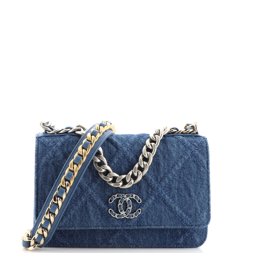 Chanel 19 Wallet on Chain Quilted Denim Blue 2066601