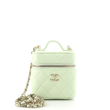 Chanel Handle with Care Vanity Case with Chain Quilted Caviar