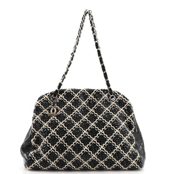 Chanel Just Mademoiselle Bag Woven Stitch Patent Large