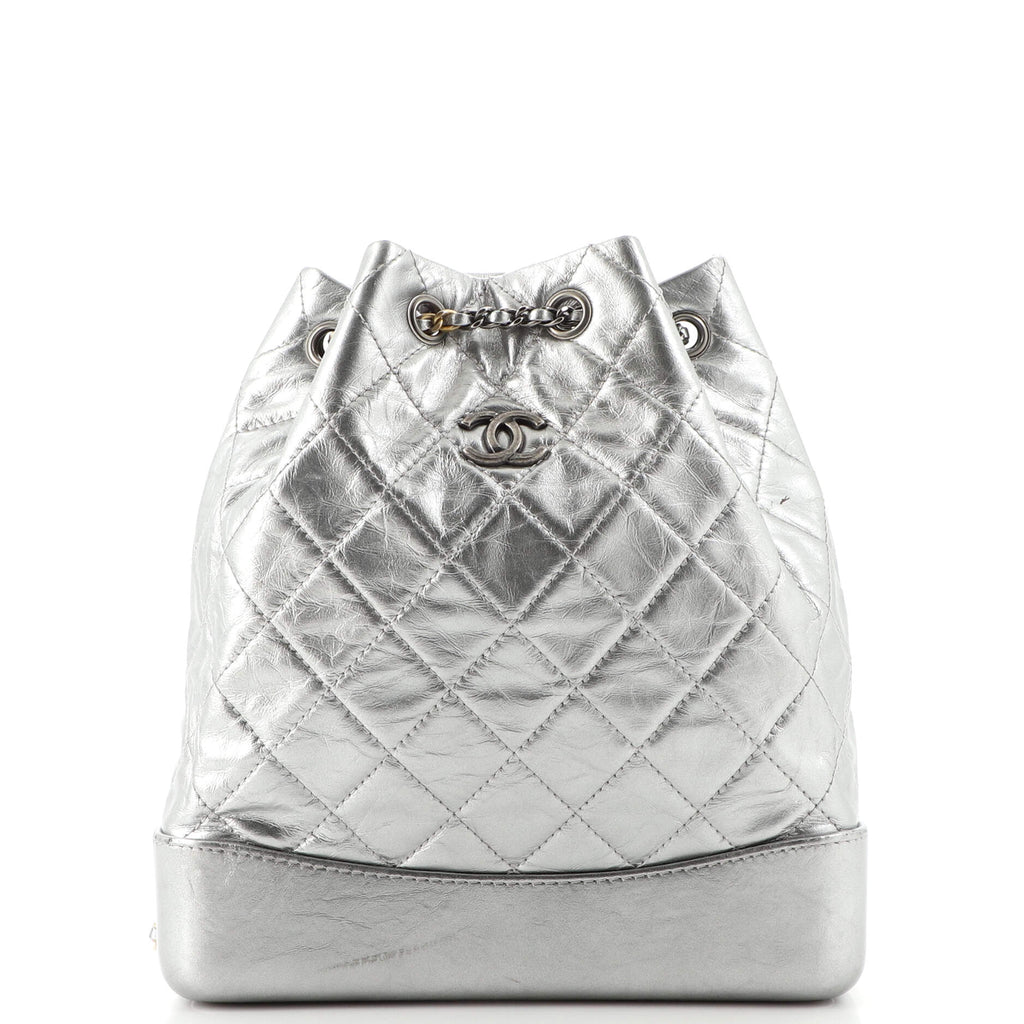 Chanel Silver Quilted Leather Small Gabrielle Backpack Chanel