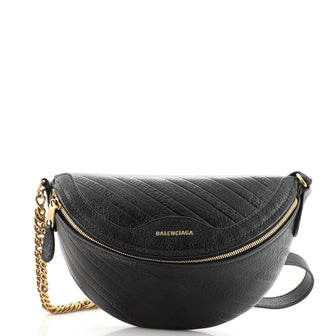 Balenciaga Souvenir Belt Bag Logo Embossed Leather XXS