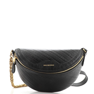 Balenciaga Souvenir Belt Bag Logo Embossed Leather XXS