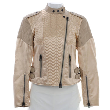 Tom Ford Women's Zip Biker Jacket Quilted Leather and Viscose