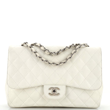 Chanel Vintage Classic Single Flap Bag Quilted Caviar Jumbo