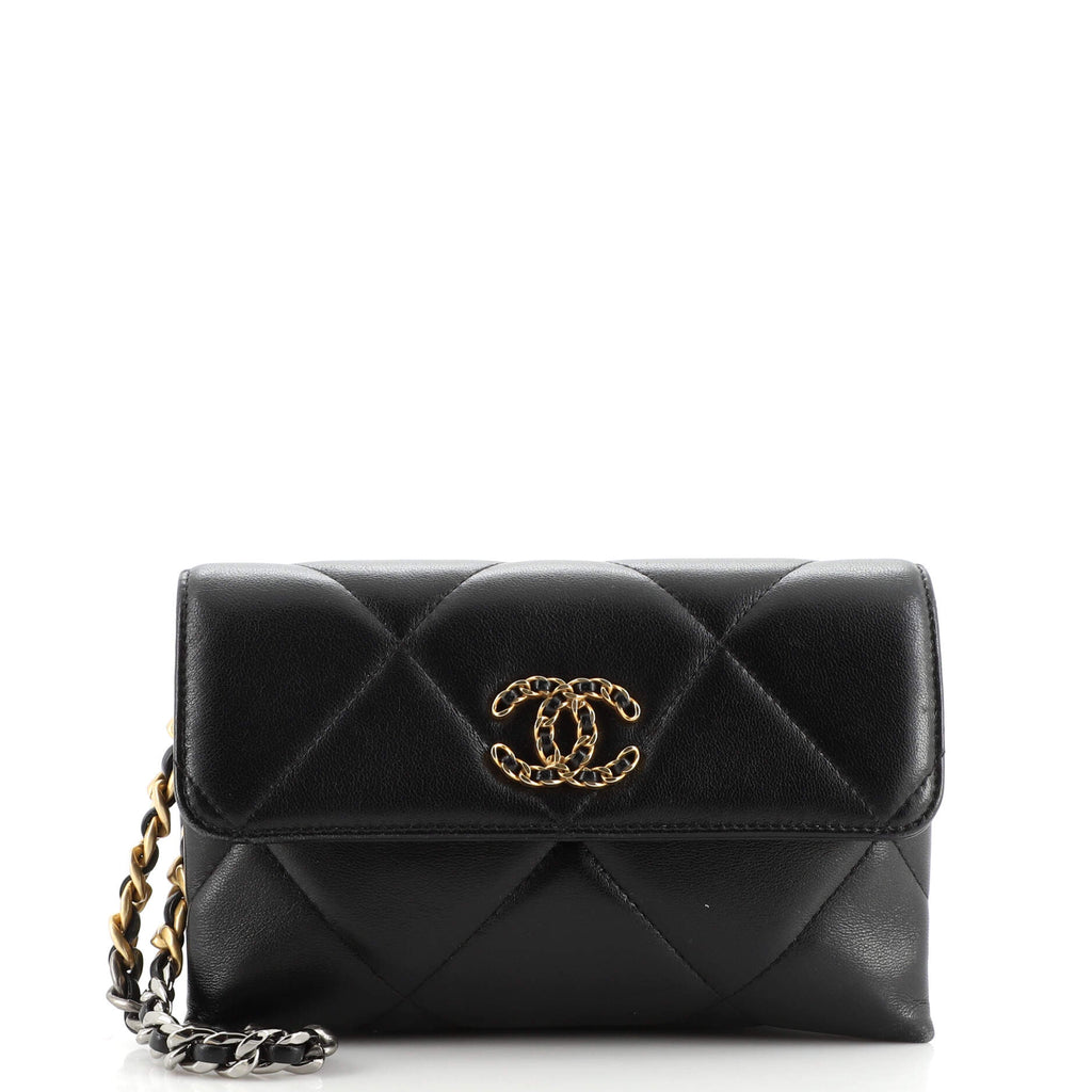 Chanel 19 Flap Pouch with Chain Handle Quilted Lambskin Black 2067251