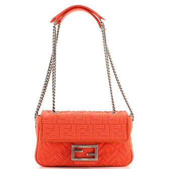 Fendi Midi Baguette Chain Bag Zucca Technical Mesh Medium