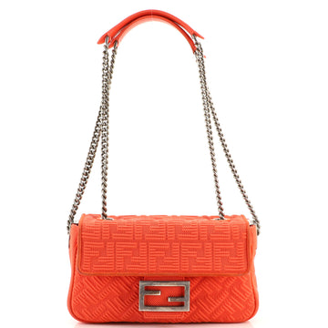 Fendi Midi Baguette Chain Bag Zucca Technical Mesh Medium