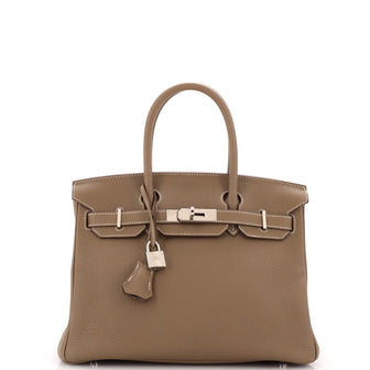 Hermes Birkin Handbag Grey Togo with Palladium Hardware 30