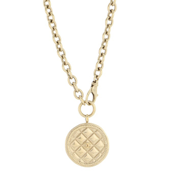 Chanel CC Medallion Quilted Pendant Necklace Metal