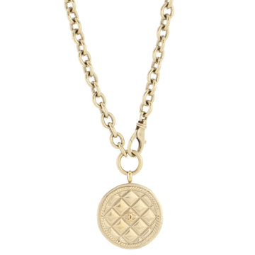 Chanel CC Medallion Quilted Pendant Necklace Metal