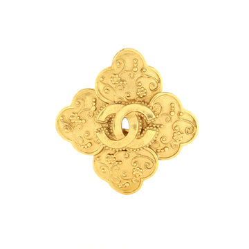 Chanel Vintage CC Flower Brooch Textured Metal
