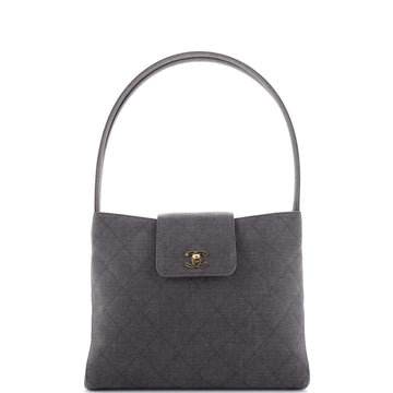 Chanel Vintage CC Lock Flap Shoulder Bag Quilted Canvas Small