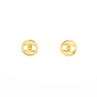 Chanel Round CC Turnlock Clip-On Earrings Metal