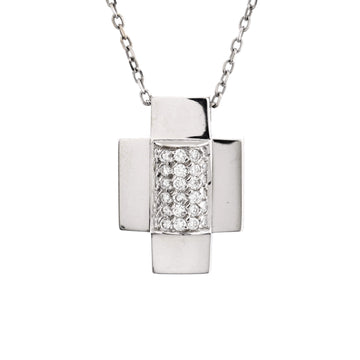Gucci Wide Cross Pendant Necklace 18K White Gold with Diamonds