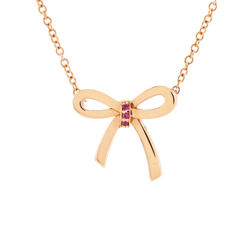 Tiffany rose gold bow necklace Clearance