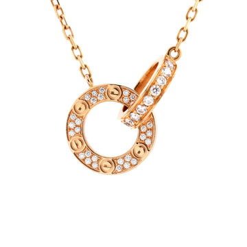 Cartier Love Interlocking Pave Necklace 18K Rose Gold and Diamonds