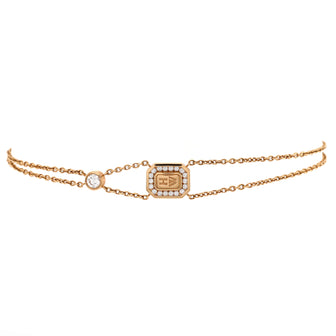 Harry Winston HW Logo Chain Bracelet 18K Rose Gold with Diamonds