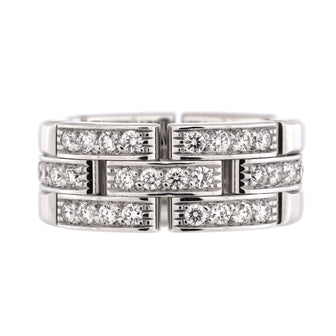 Cartier Maillon Panthere 3 Paved Row Band Ring 18K White Gold with Diamonds
