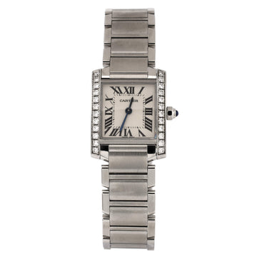 Cartier Tank Francaise Quartz Watch Stainless Steel with Diamond Bezel 20
