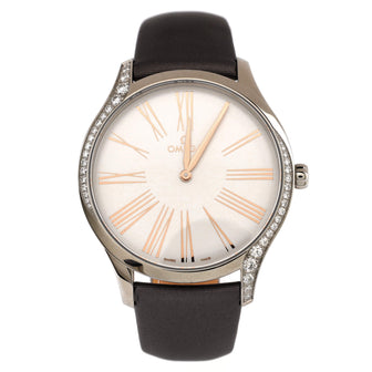 Omega De Ville Tresor Quartz Watch Stainless Steel with Diamond Bezel and Satin 39