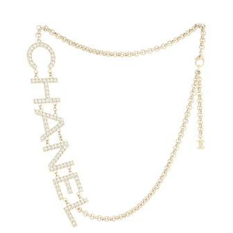 Chanel Logo Chain Belt Metal  with Crystals