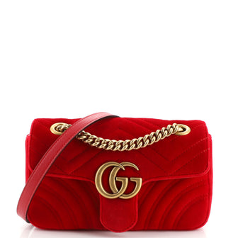 Gucci GG Marmont Flap Bag Matelasse Velvet Mini