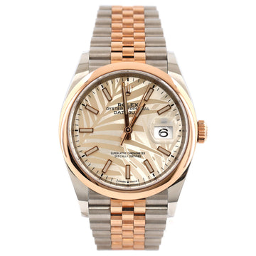 Rolex Oyster Perpetual Datejust Palm Motif Automatic Watch Stainless Steel and Rose Gold 36