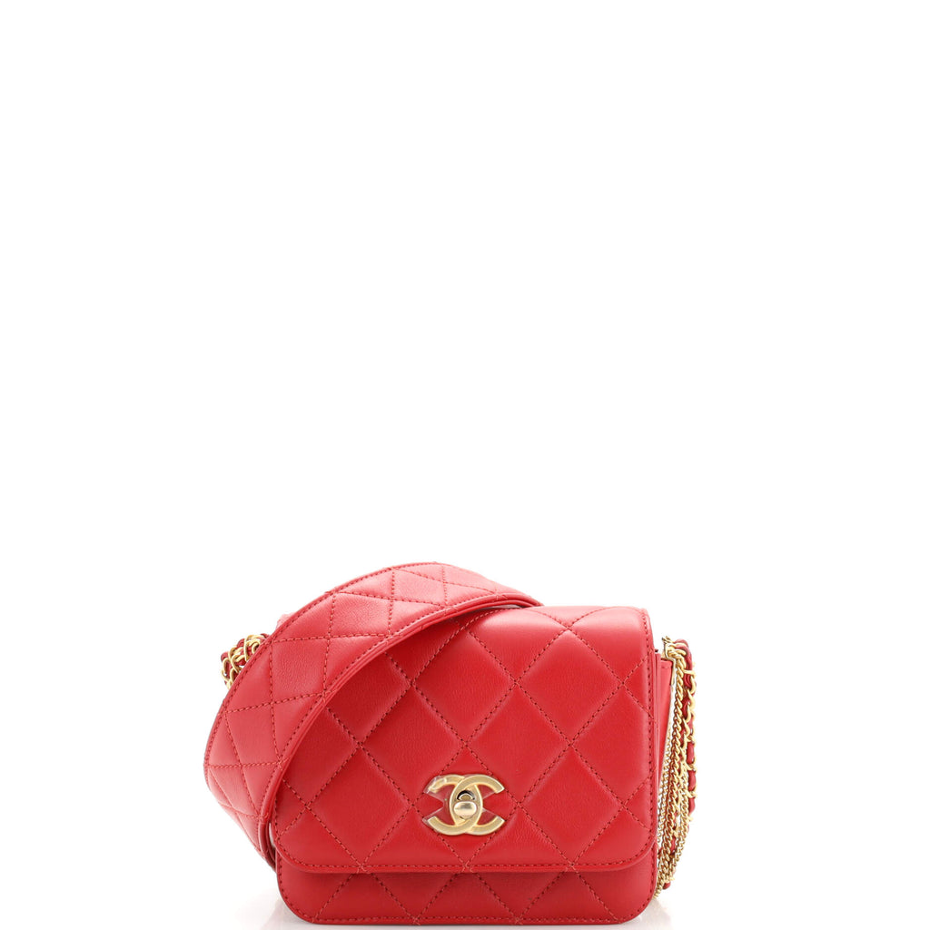 Chanel Jewel Woven Chain Bag Quilted Lambskin Red 20678918