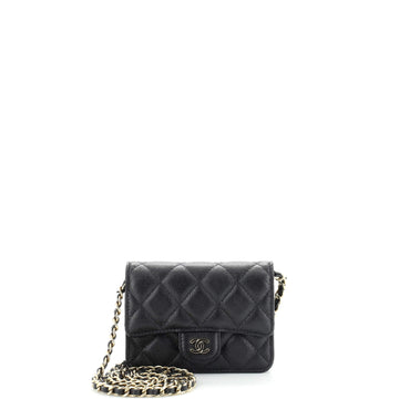 Chanel Classic Flap Clutch with Chain Quilted Caviar Small