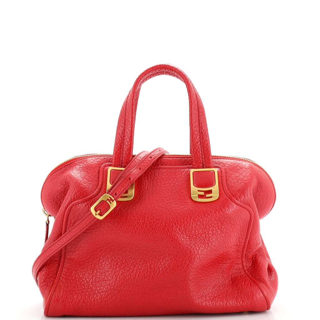 Fendi Chameleon Convertible Satchel Leather Medium Red 20678929
