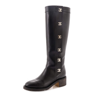 Chanel Women's Multi Turnlock CC Riding Boots Leather