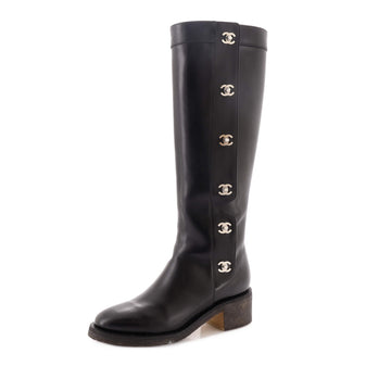 Chanel Women's Multi Turnlock CC Riding Boots Leather