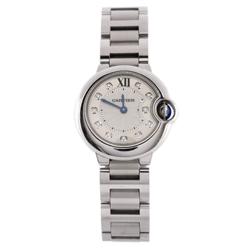 Cartier Ballon Bleu de Cartier Quartz Watch Stainless Steel with Diamond Markers 28