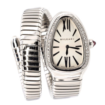 Bvlgari Serpenti Tubogas Single Spiral Quartz Watch Stainless Steel with Diamond Bezel 23