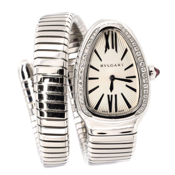 Bvlgari Serpenti Tubogas Single Spiral Quartz Watch Stainless Steel with Diamond Bezel 23