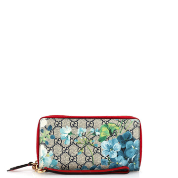 Gucci Wrist Zip Wallet Blooms Print GG Coated Canvas
