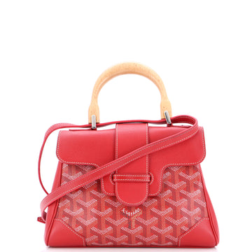 Goyard Saigon Top Handle Bag Coated Canvas with Leather Mini