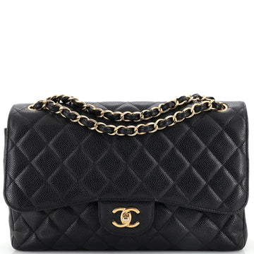 Chanel Classic Double Flap Bag Quilted Caviar Jumbo