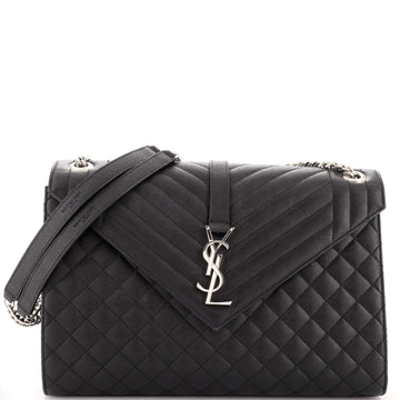 Saint Laurent Classic Monogram Envelope Satchel Mixed Matelasse Leather Large