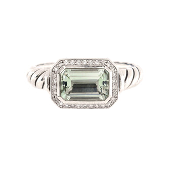 David Yurman Novella Statement Ring Sterling Silver with Prasiolite and Diamonds