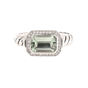 David Yurman Novella Statement Ring Sterling Silver with Prasiolite and Diamonds