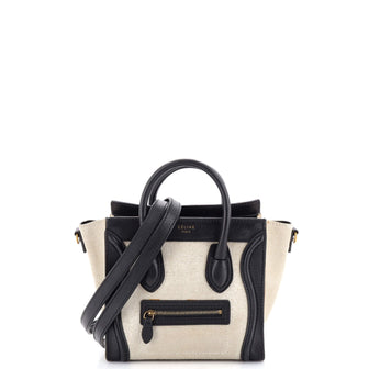 Celine Bicolor Luggage Bag Canvas and Leather Nano