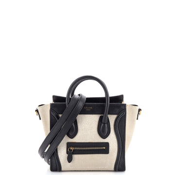 Celine Bicolor Luggage Bag Canvas and Leather Nano