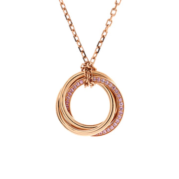 Cartier Trinity Pendant Necklace 18K Rose Gold with Pave Pink Sapphires