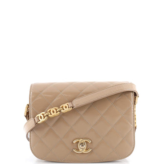 Chanel My Sweet CC Full Flap Messenger Bag Quilted Shiny Calfskin with Suede Mini