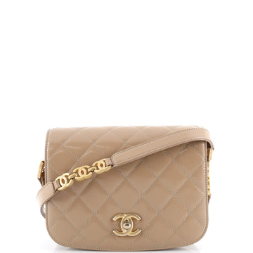 Chanel My Sweet CC Full Flap Messenger Bag Quilted Shiny Calfskin with Suede Mini